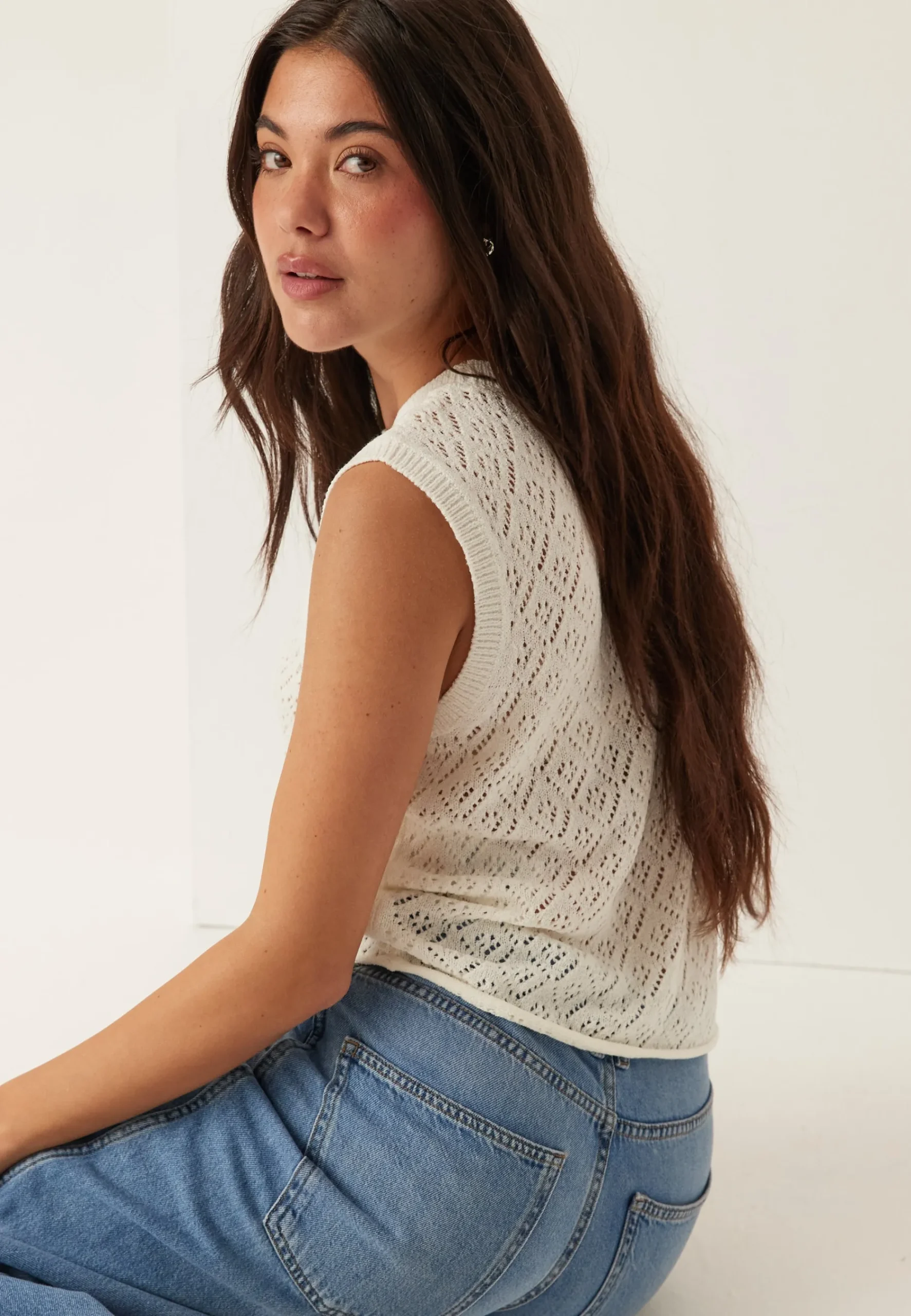 Onlsunny Sl Pointelle Top Knt