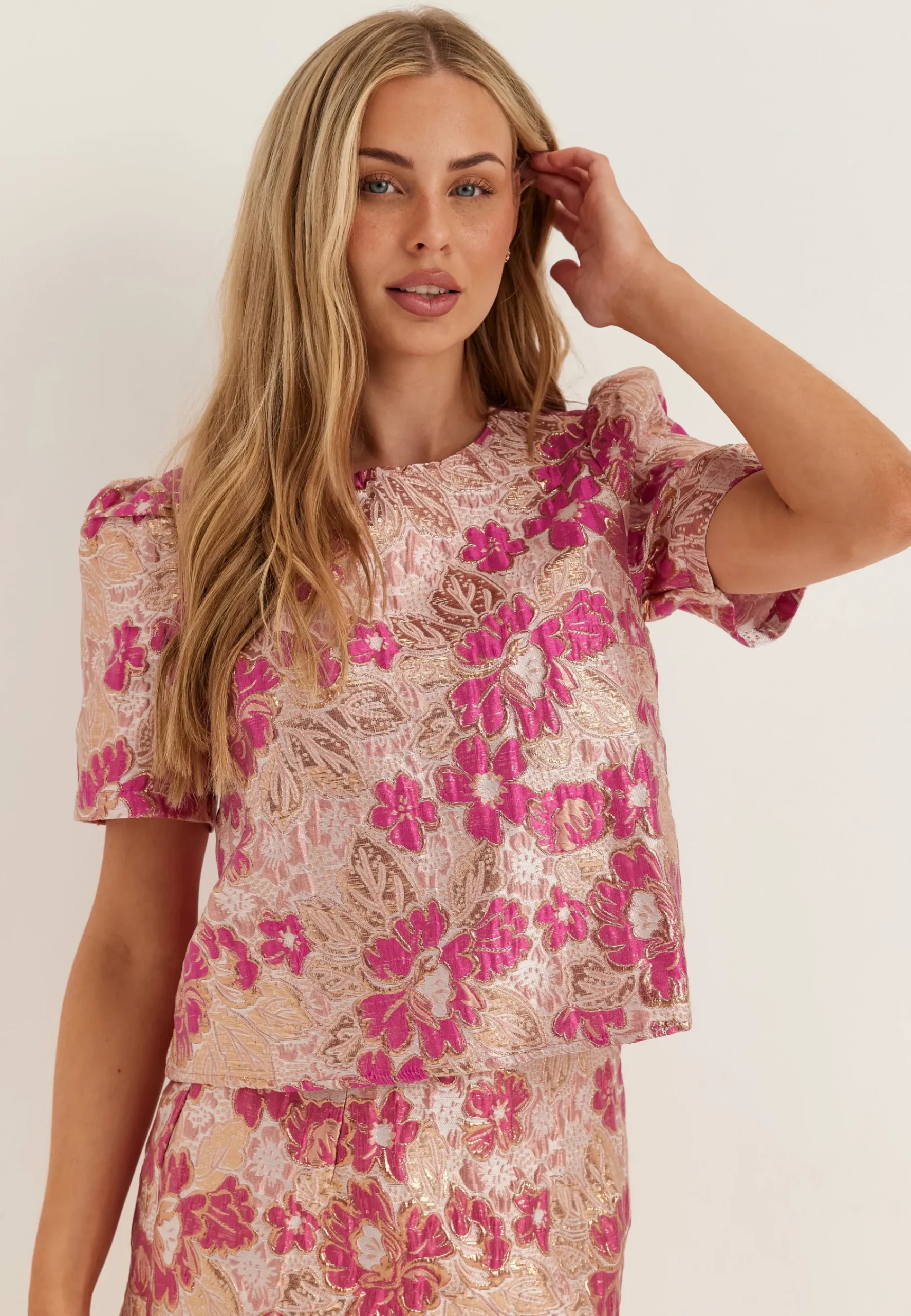 Pcamelia Ss Jaquard Top