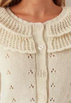Pcdavis Ls O-neck Frill Cardigan