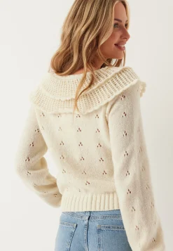 Pcdavis Ls O-neck Frill Cardigan