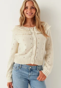 Pcdavis Ls O-neck Frill Cardigan