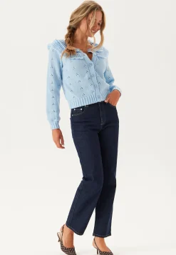 Pcdavis Ls O-neck Frill Cardigan