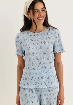 Pcflora Ss O-neck Top Jrs