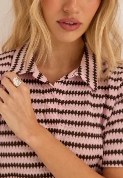 Pcjeya Ss V-neck Loose Polo