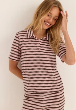 Pcjeya Ss V-neck Loose Polo