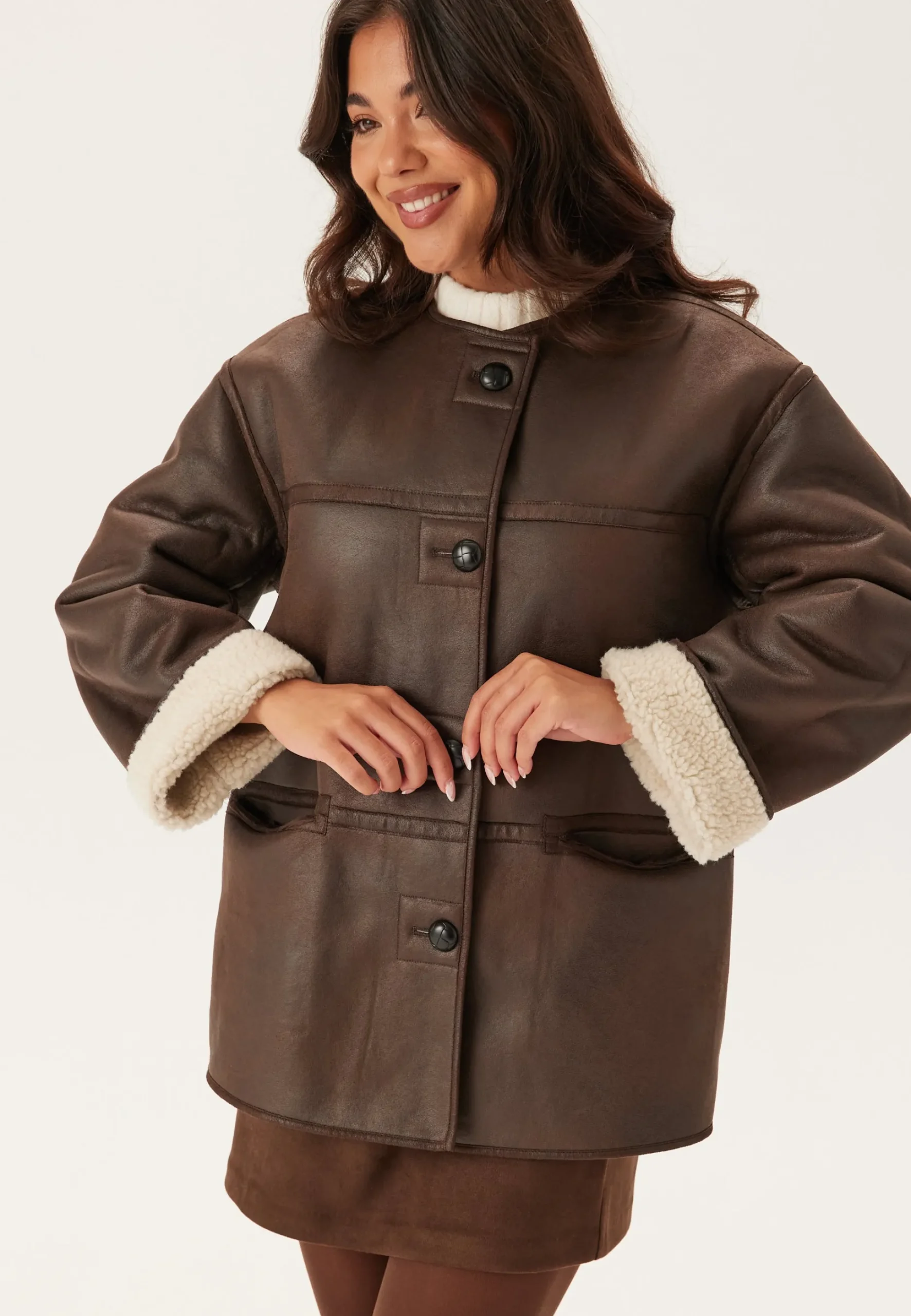 Pcjulie Reversible Teddy Coat