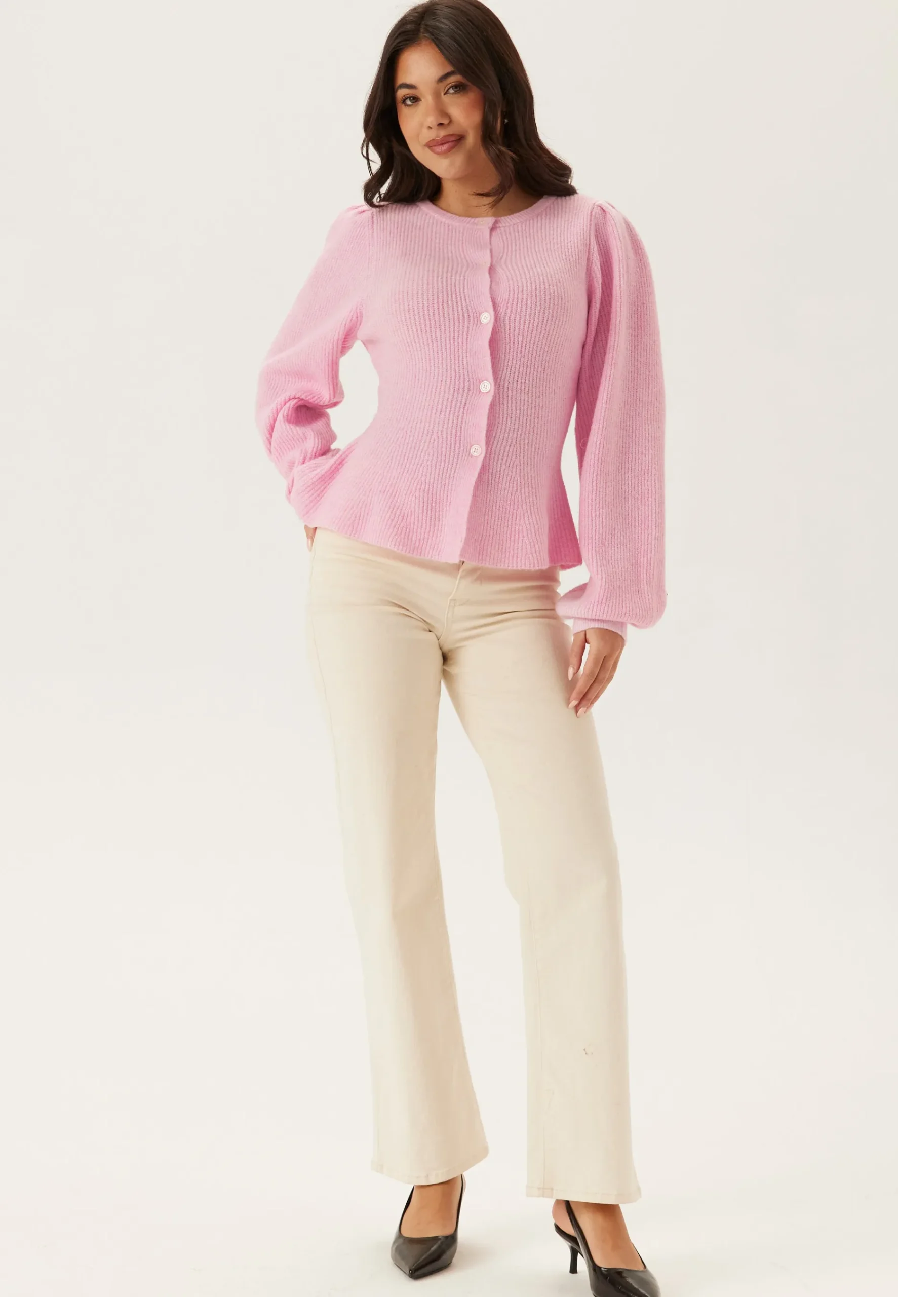 Pcsilly Ls Puff Knit Cardigan
