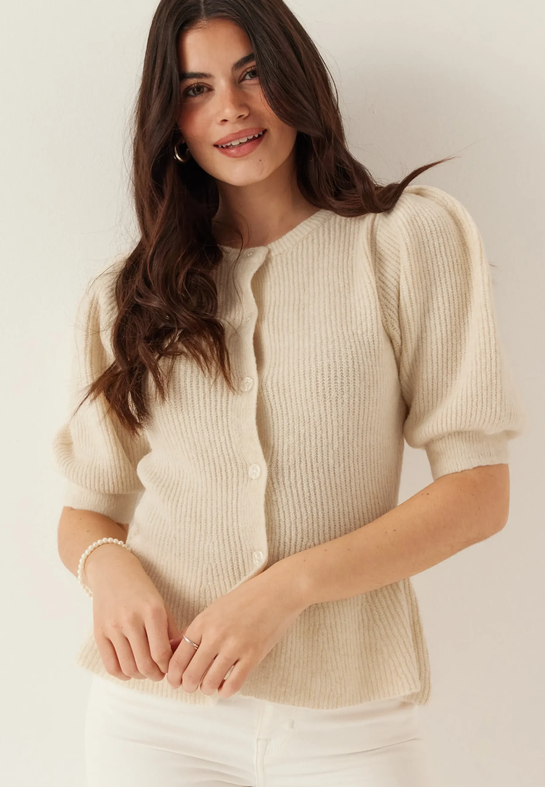 Pcsilly Ss Puff Knit Cardigan