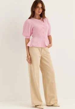 Pcsilly Ss Puff Knit Cardigan