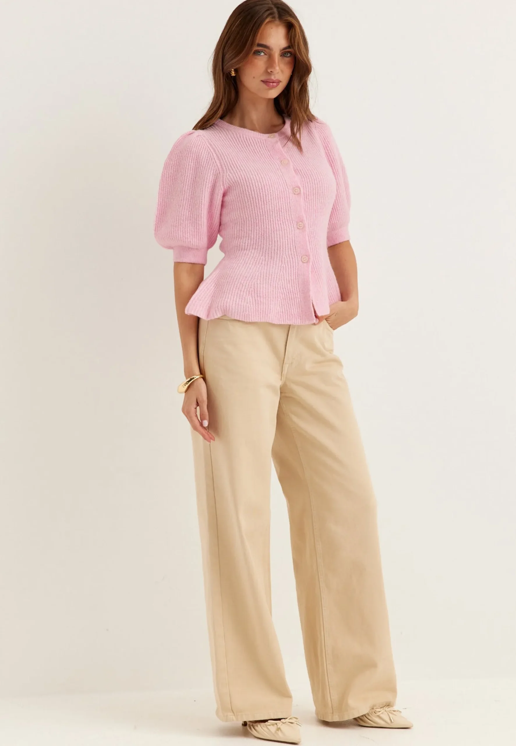 Pcsilly Ss Puff Knit Cardigan