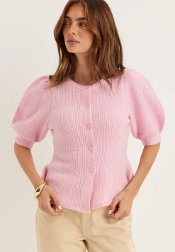 Pcsilly Ss Puff Knit Cardigan