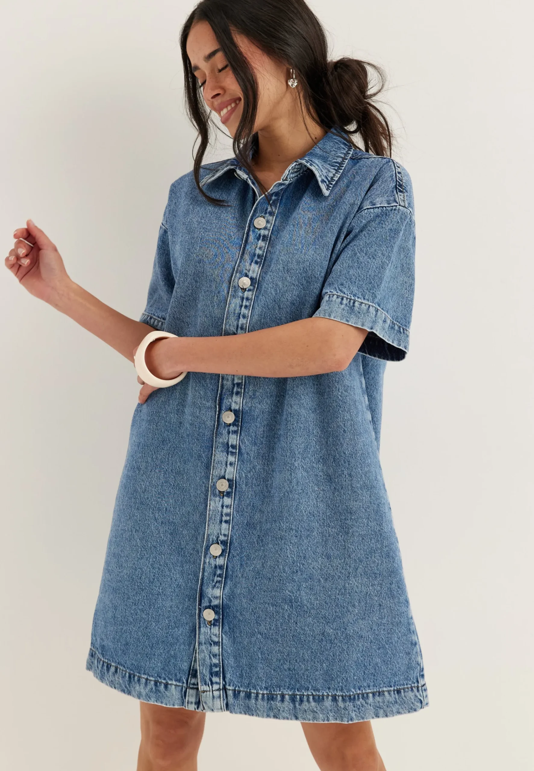 Pcsky Ss A-shape Denim Dress NOOS