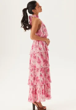 Pleated Flounce Maxi Dress