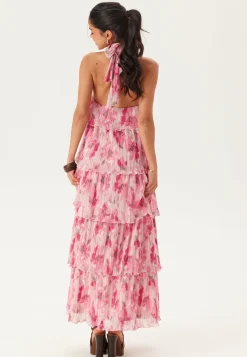 Pleated Flounce Maxi Dress