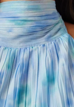 Pleated Flounce Maxi Dress