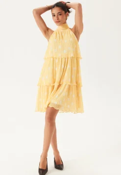 Pleated Flounce Mini Dress