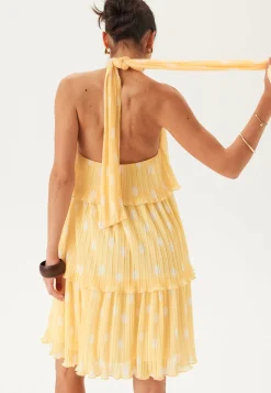 Pleated Flounce Mini Dress