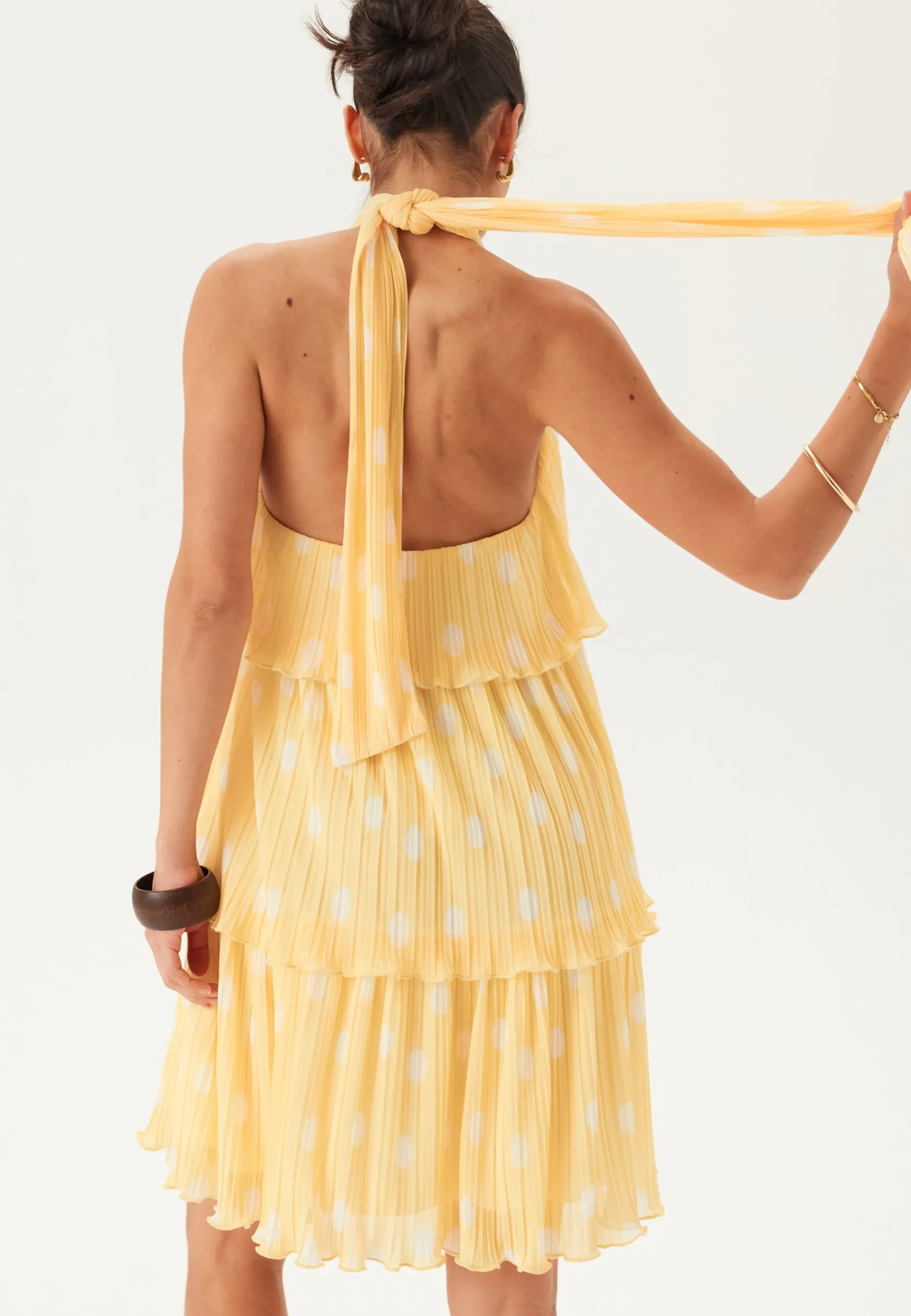 Pleated Flounce Mini Dress