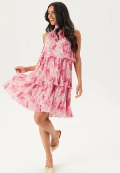 Pleated Flounce Mini Dress