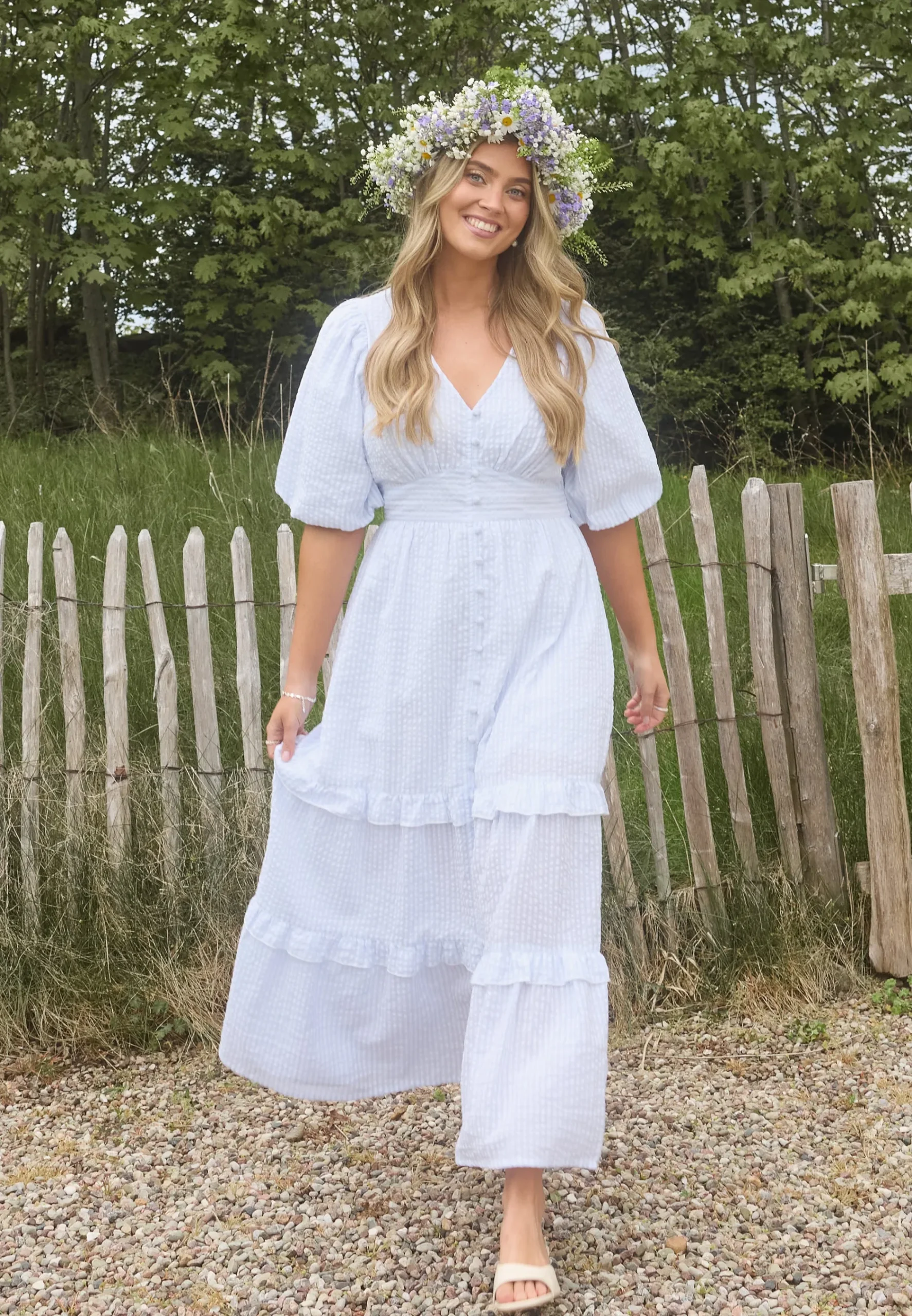 Puff Sleeve Frill Dress