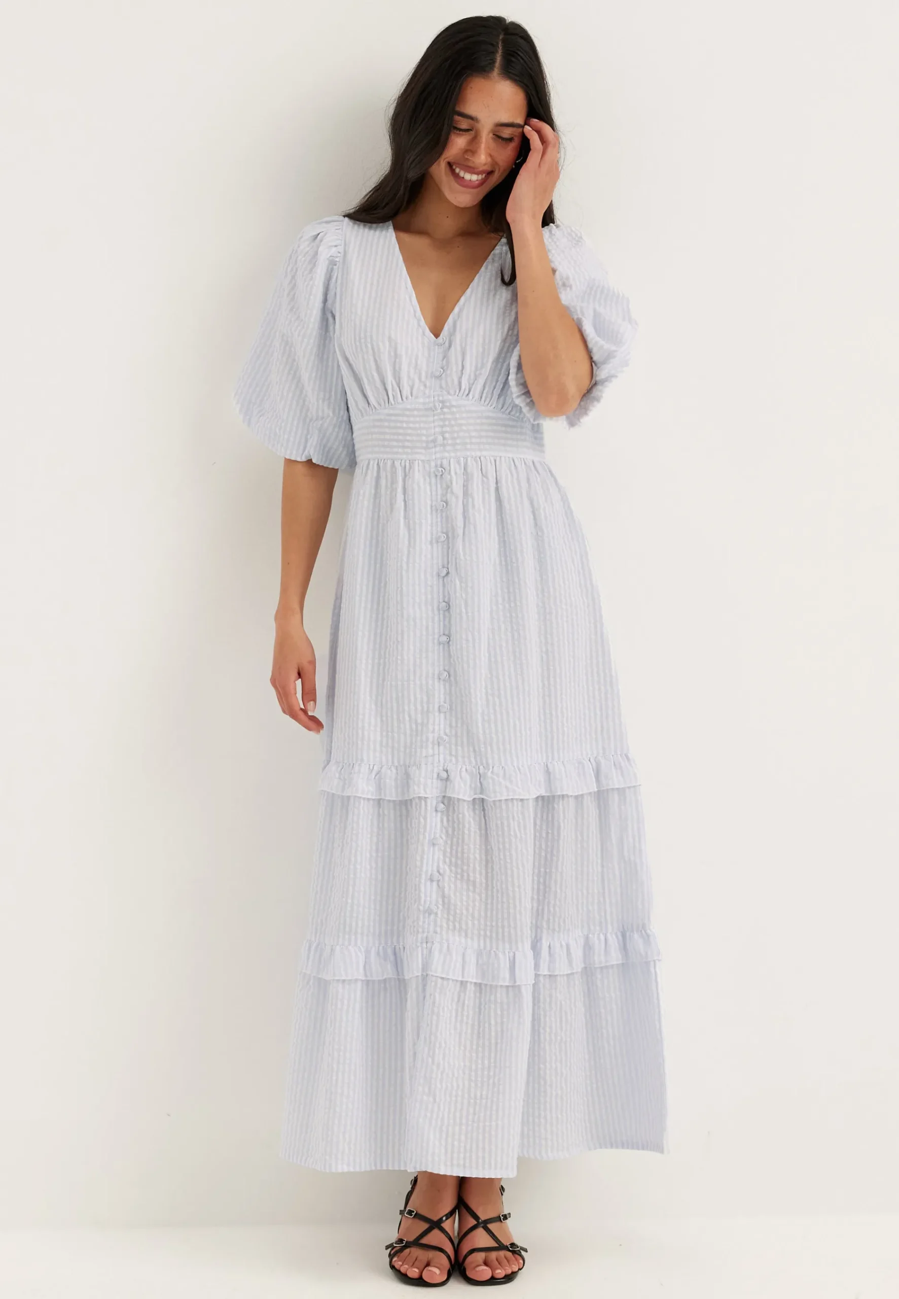 Puff Sleeve Frill Dress