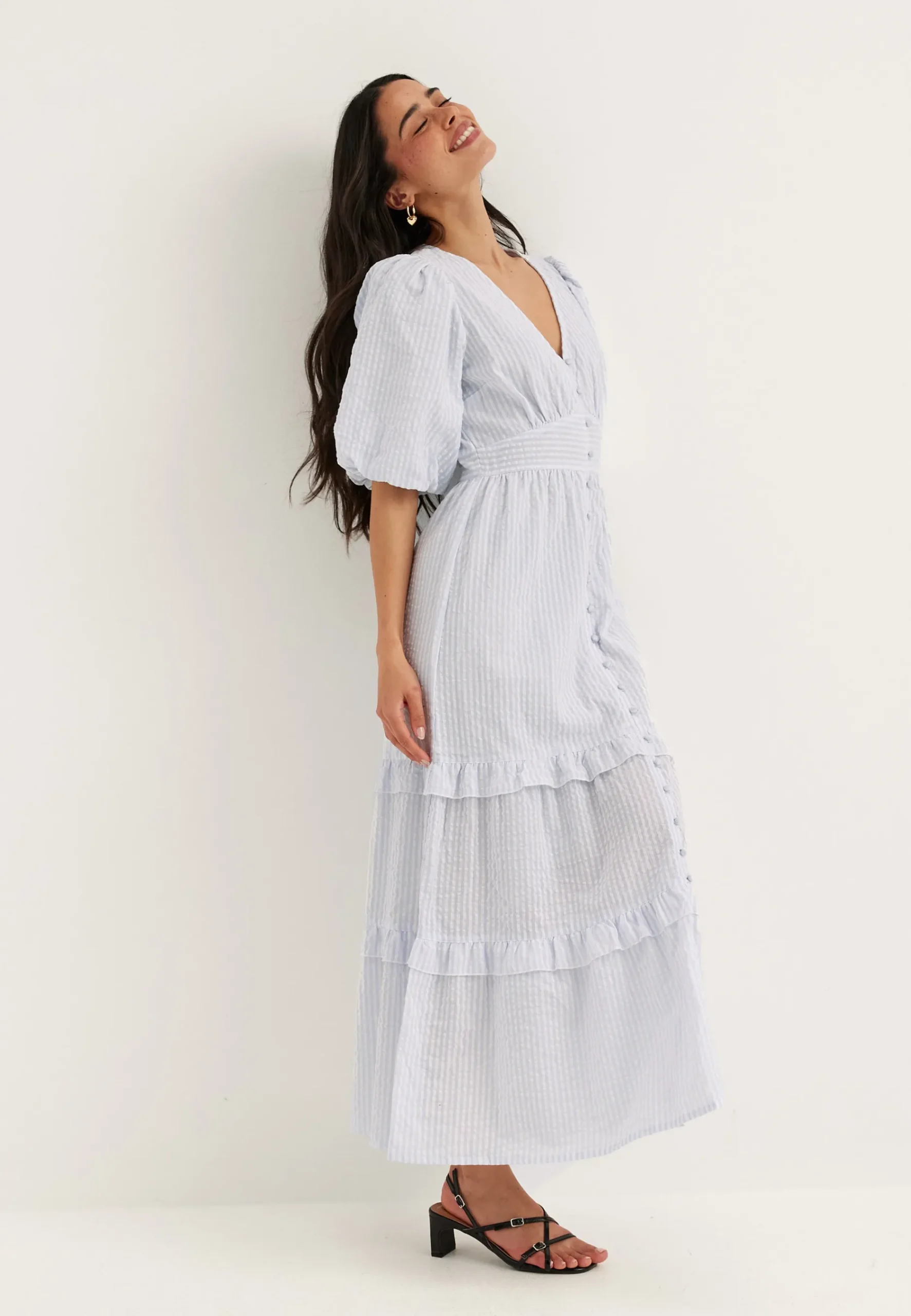 Puff Sleeve Frill Dress