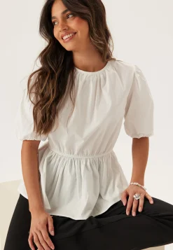 Puff Sleeve Peplum Blouse