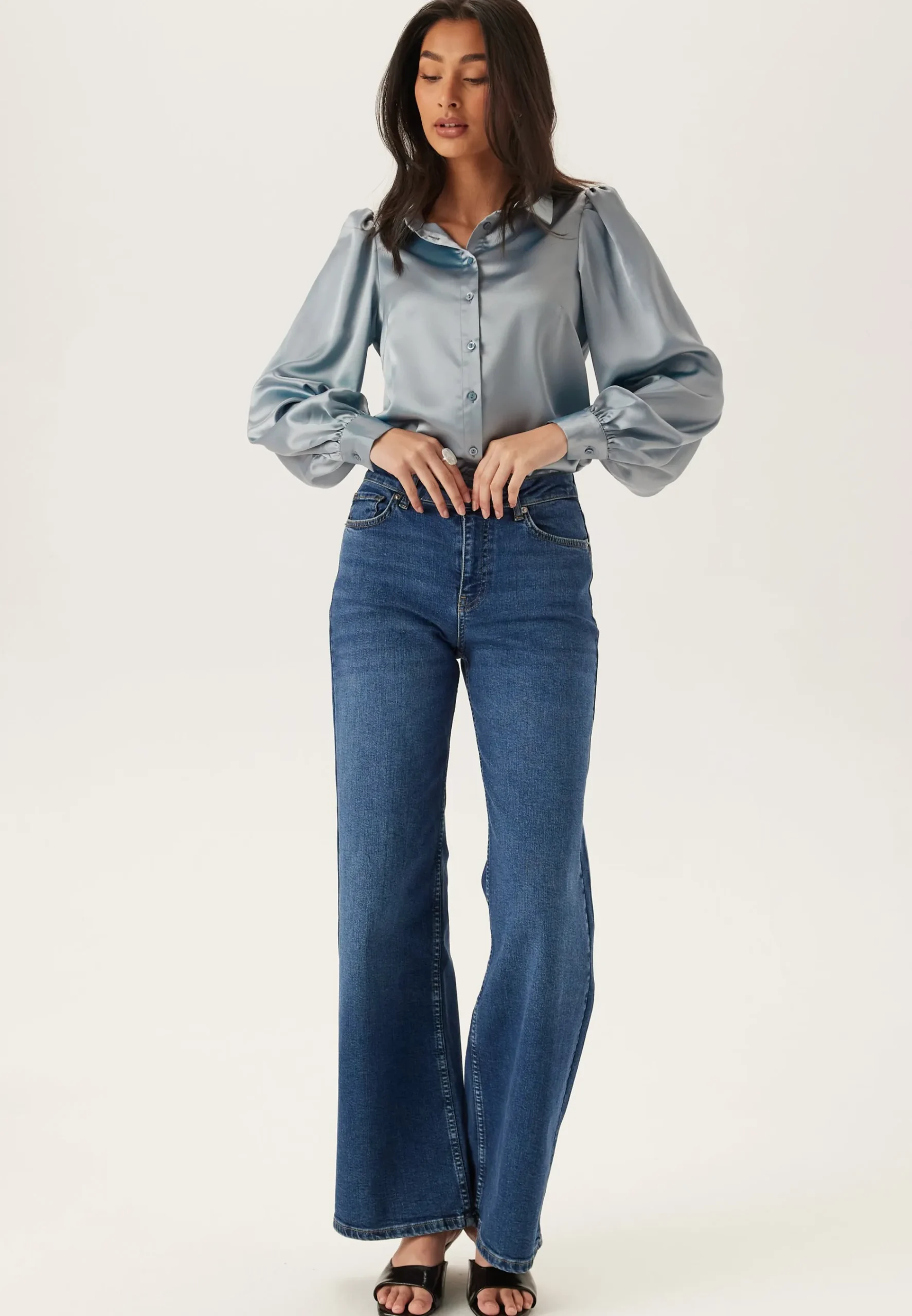 Puff Sleeve Satin Shirt