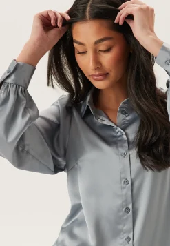 Puff Sleeve Satin Shirt