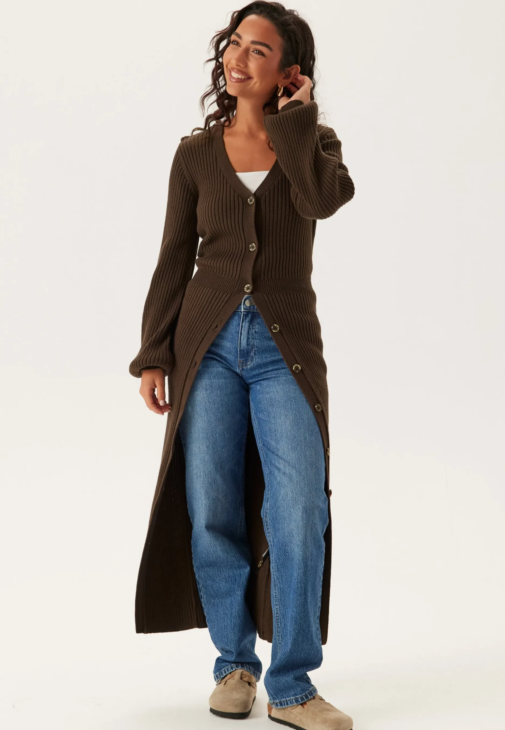 Rib Knitted Cardigan Dress