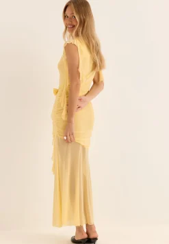 Ruched Frill Ankle Dress