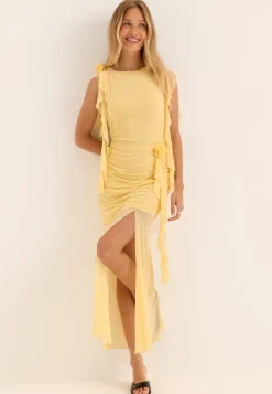 Ruched Frill Ankle Dress