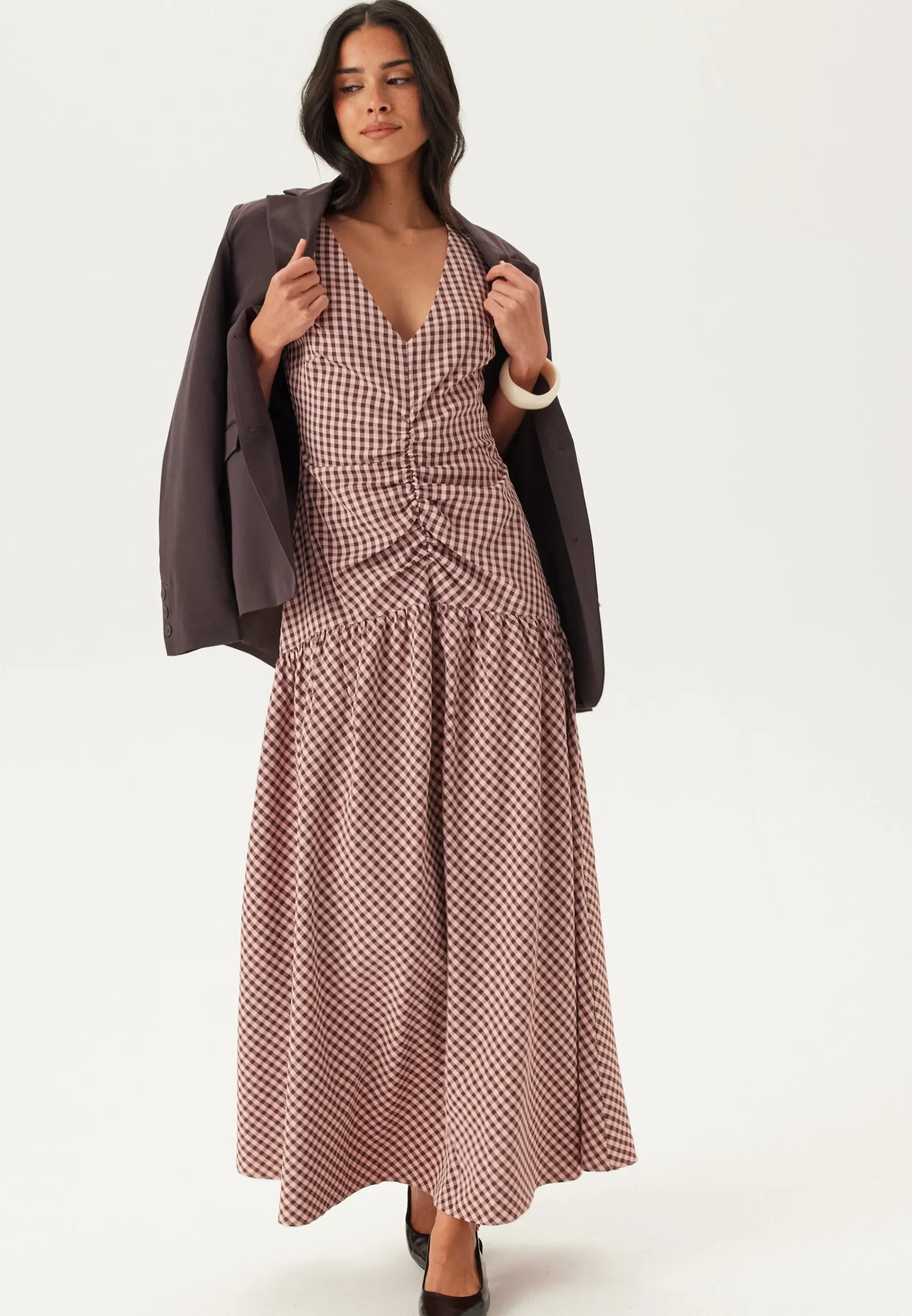 Ruched Front Ankle Dress