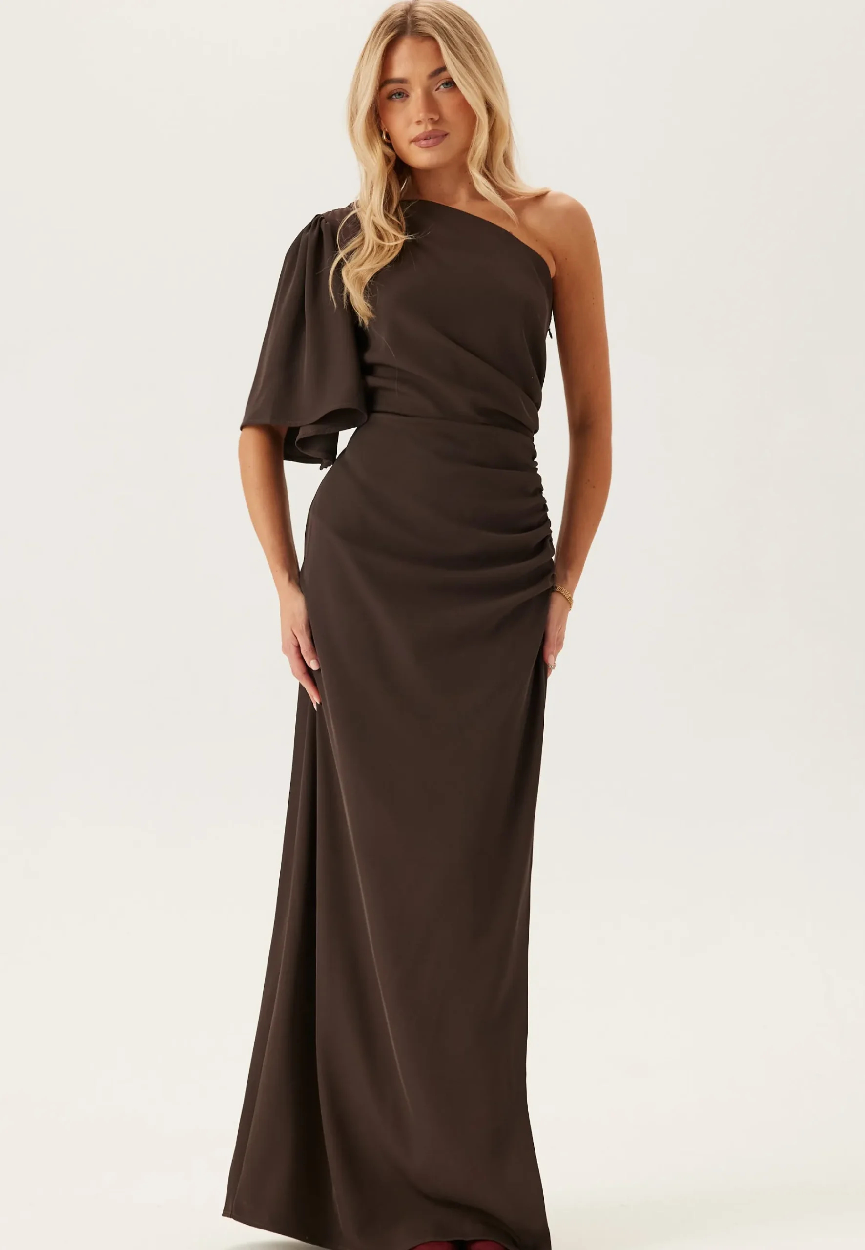 Ruched One Shoulder Gown