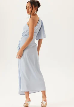 Ruched One Shoulder Midi Dress