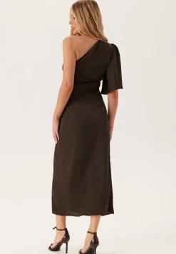 Ruched One Shoulder Midi Dress