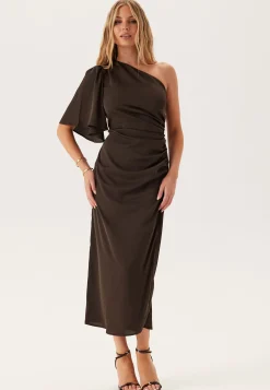 Ruched One Shoulder Midi Dress