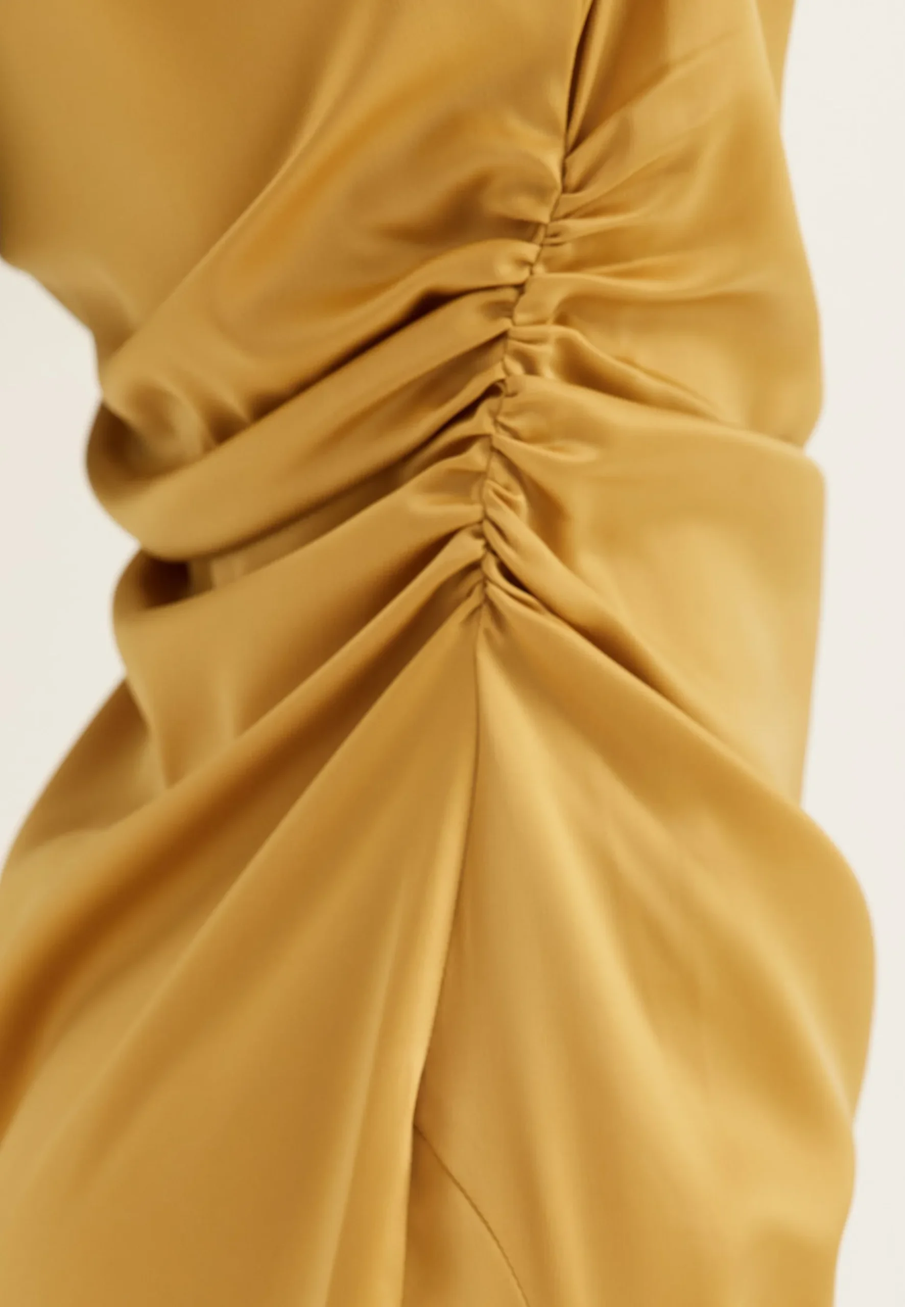 Ruched Satin Maxi Dress
