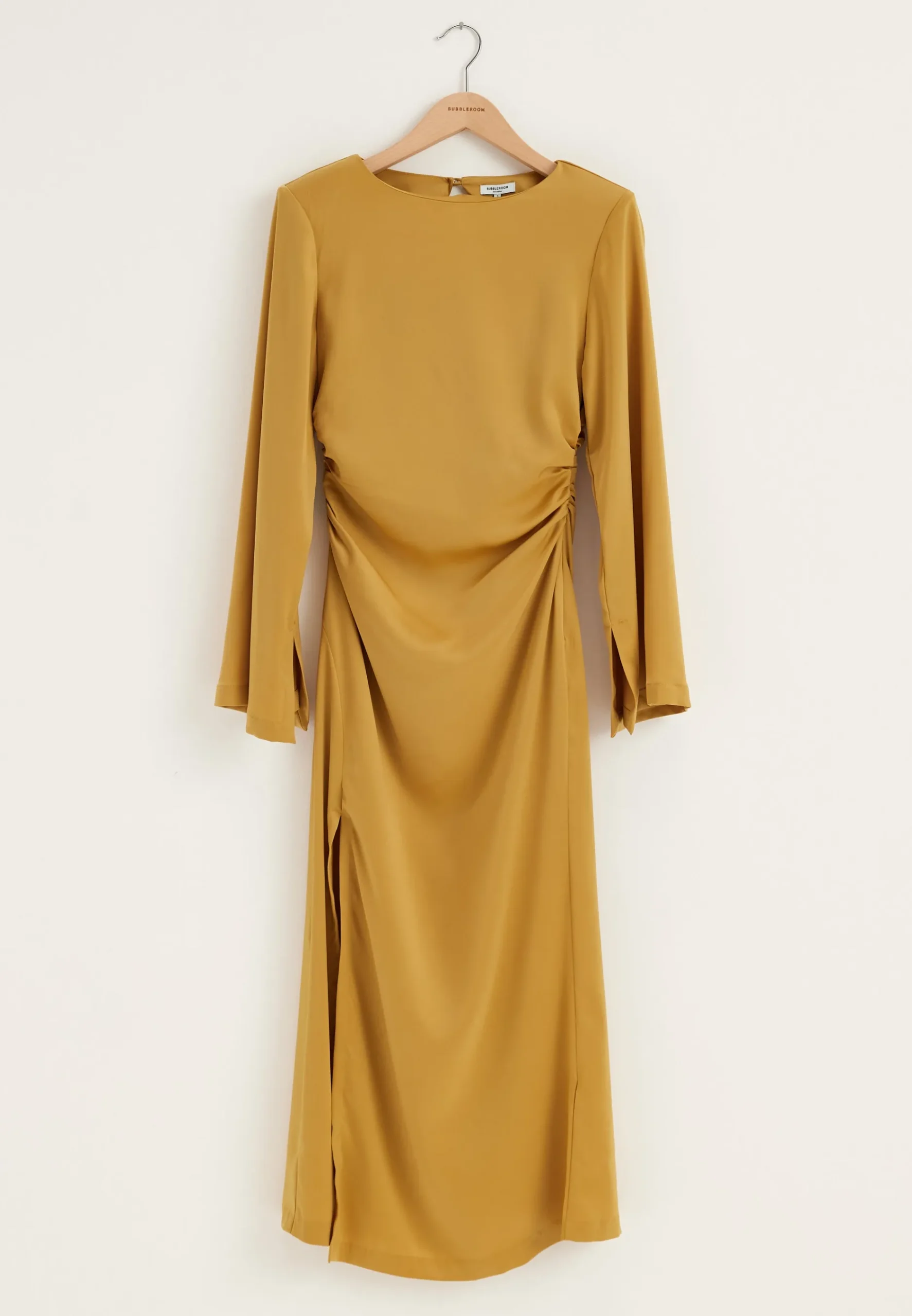 Ruched Satin Maxi Dress