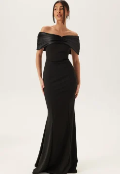 Satin Bow Off Shoulder Gown