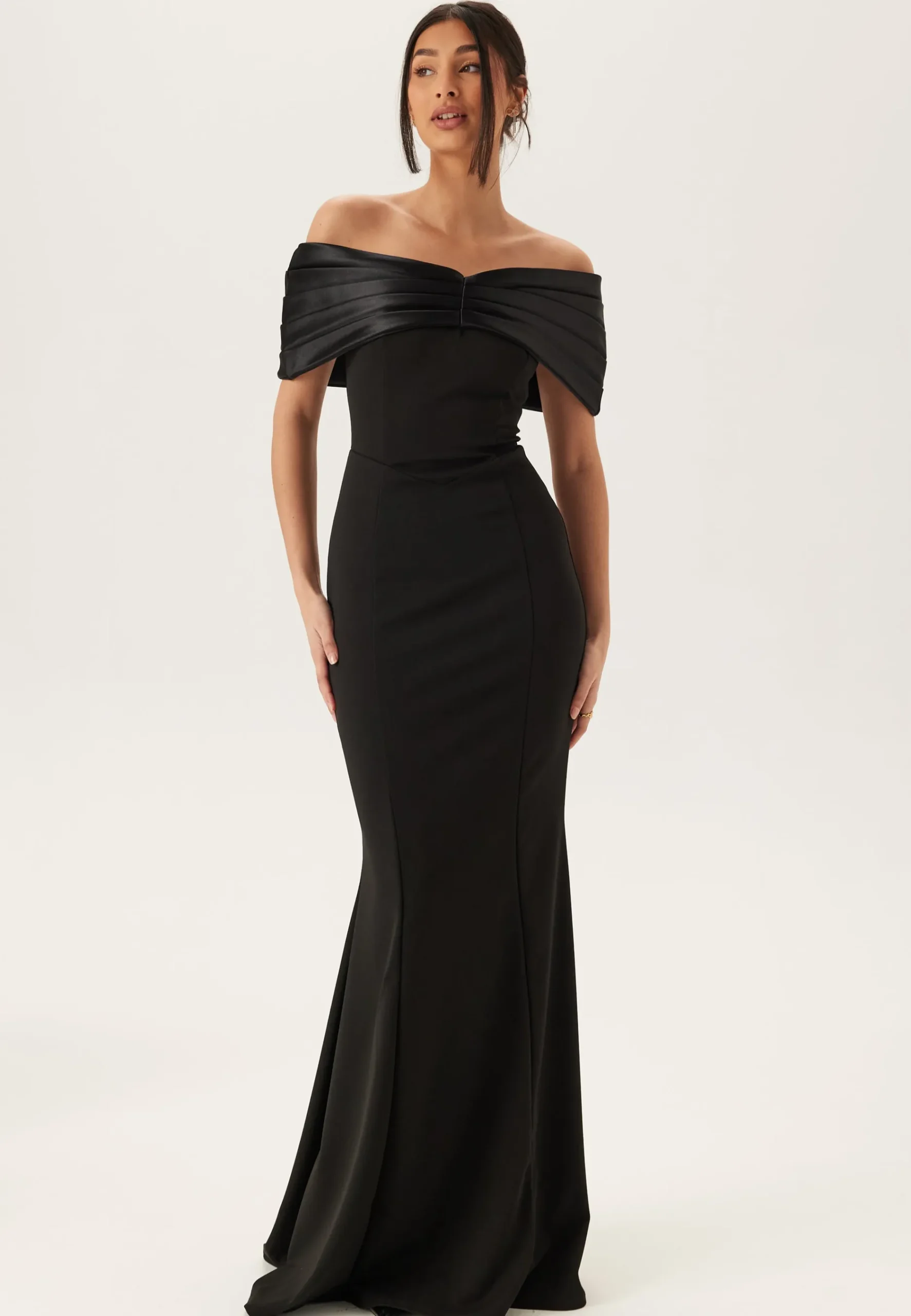Satin Bow Off Shoulder Gown