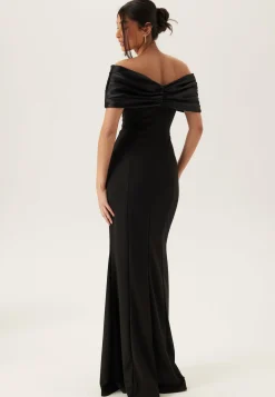 Satin Bow Off Shoulder Gown