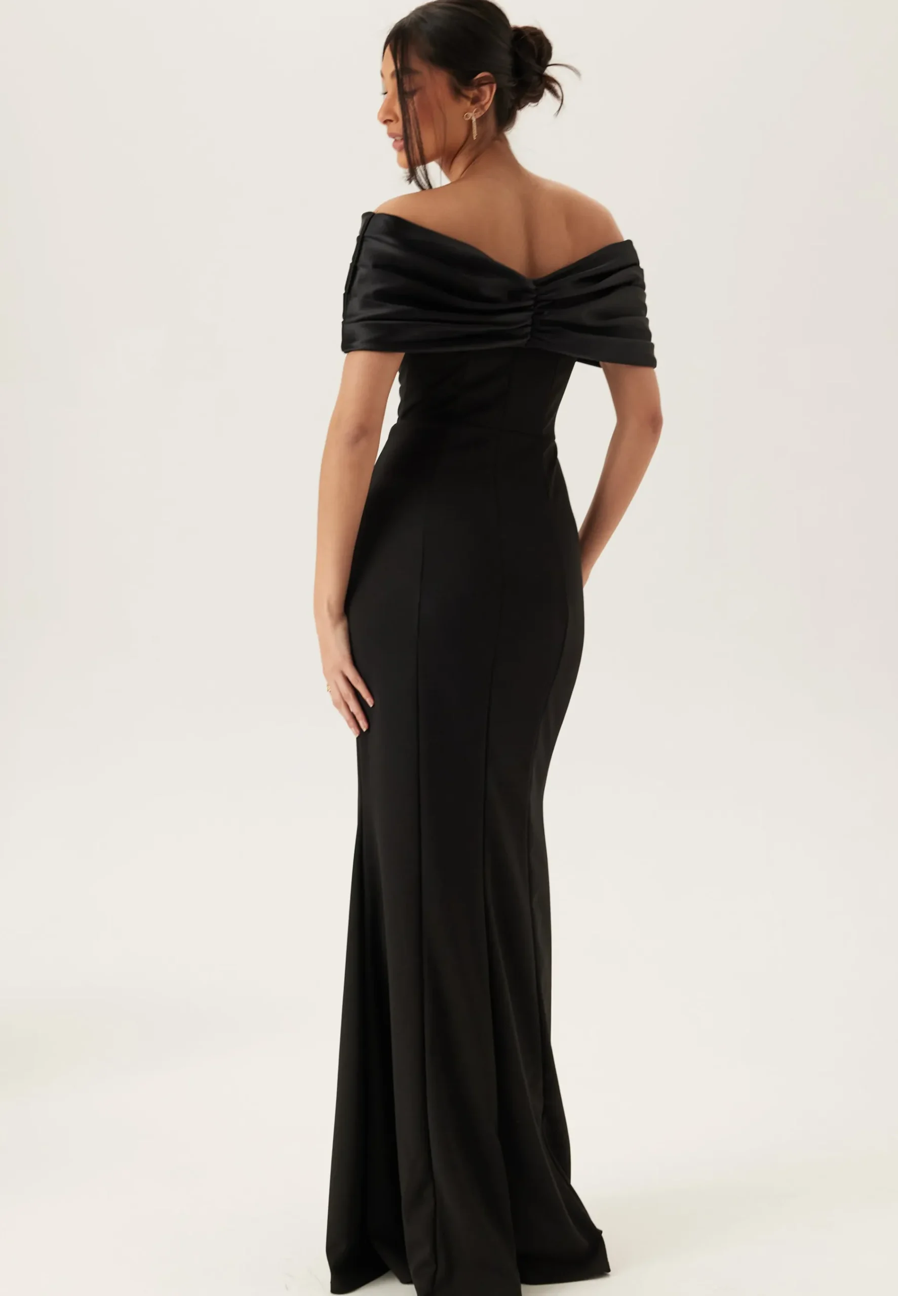 Satin Bow Off Shoulder Gown