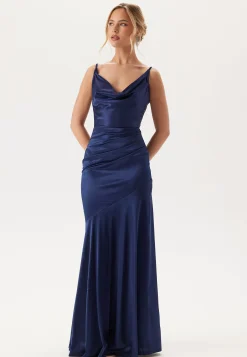 Satin Cowl Neck Maxi Dress