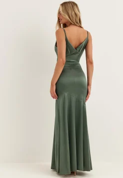 Satin Cowl Neck Maxi Dress