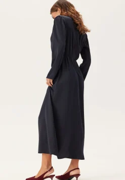 Satin Cowl Neck Midi Dress