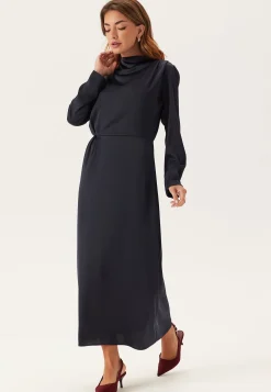 Satin Cowl Neck Midi Dress