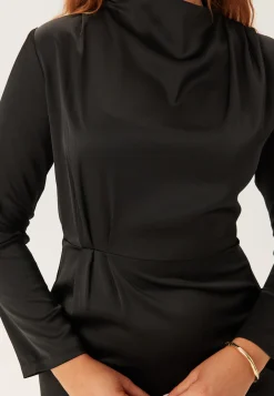 Satin Cowl Neck Midi Dress