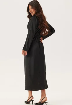 Satin Cowl Neck Midi Dress