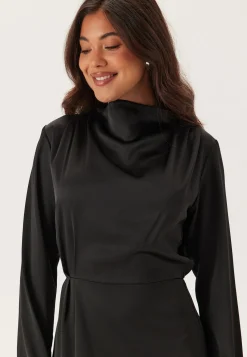 Satin Cowl Neck Midi Dress